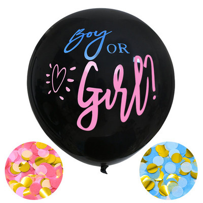 1 komplekts 36 collu zēnu vai meiteņu balonu ballīte melni lateksa baloni zili vai rozā konfeti Dzimums, kas atklāj globusu bērnu dušas dekorācijas