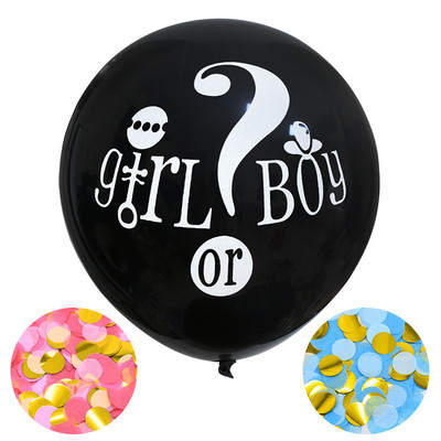 1 komplekts 36 collu zēnu vai meiteņu balonu ballīte melni lateksa baloni zili vai rozā konfeti Dzimums, kas atklāj globusu bērnu dušas dekorācijas