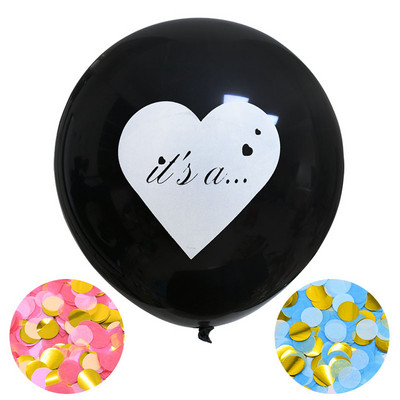 1 komplekts 36 collu zēnu vai meiteņu balonu ballīte melni lateksa baloni zili vai rozā konfeti Dzimums, kas atklāj globusu bērnu dušas dekorācijas