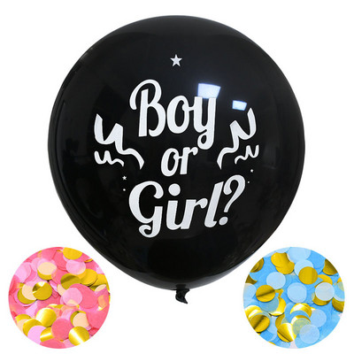 1 komplekts 36 collu zēnu vai meiteņu balonu ballīte melni lateksa baloni zili vai rozā konfeti Dzimums, kas atklāj globusu bērnu dušas dekorācijas