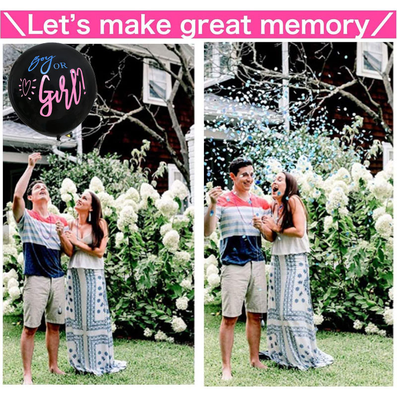 1 komplekts 36 collu zēnu vai meiteņu balonu ballīte melni lateksa baloni zili vai rozā konfeti Dzimums, kas atklāj globusu bērnu dušas dekorācijas