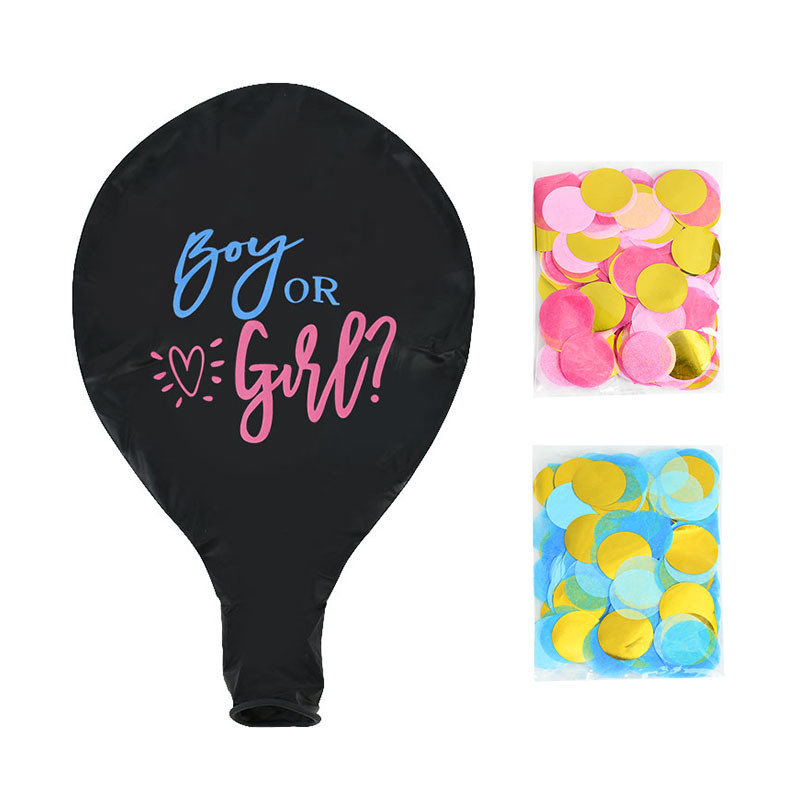 1 komplekts 36 collu zēnu vai meiteņu balonu ballīte melni lateksa baloni zili vai rozā konfeti Dzimums, kas atklāj globusu bērnu dušas dekorācijas