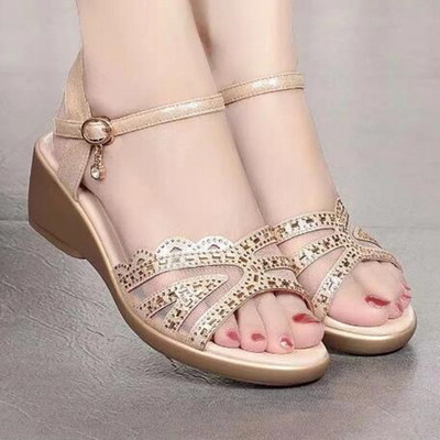 Sandale cu toc cu gura de pește cu strass pentru femei de vară 2022, sandale cu toc înalt, confortabile, respirabile, din fire de plasă