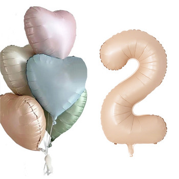 1 комплект сърца от фолио балони с цвят карамел 32 инча балон с числа Деца Декорация за 1-ви рожден ден Сватба Сувенири за бебешко парти