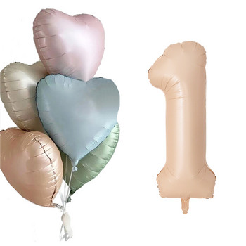 1 комплект сърца от фолио балони с цвят карамел 32 инча балон с числа Деца Декорация за 1-ви рожден ден Сватба Сувенири за бебешко парти