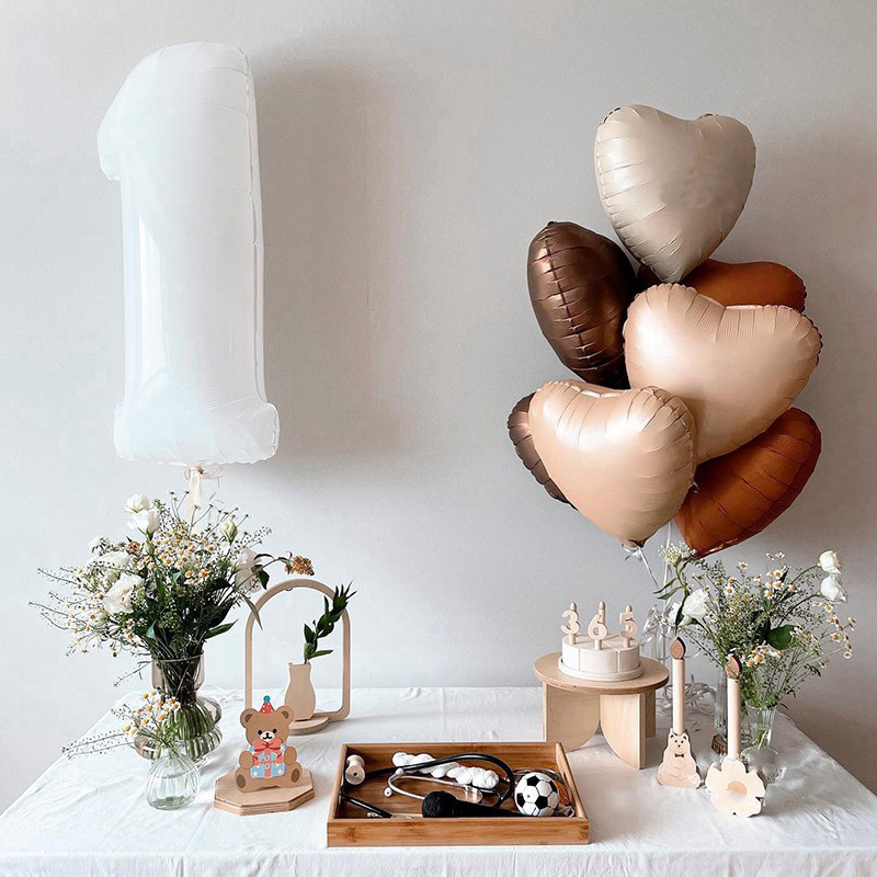 Kreemjas karamellsüdame alumiiniumfooliumist õhupallid pulmalastele sünnipäevapeo kaunistamiseks beebi dušš, 18-tollised heeliumi õhugloobid