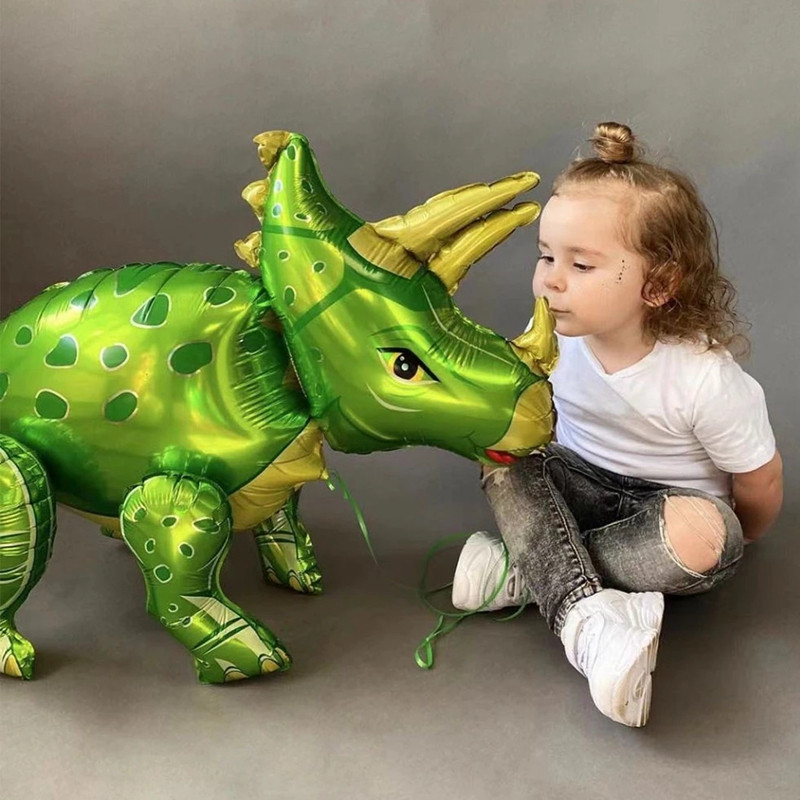 Nagy 4D sétáló dinoszaurusz fólia lufi dzsungel állat fiúknak 1. születésnapi parti dekoráció léggömbök Jurassic World gyerekeknek játék ajándék