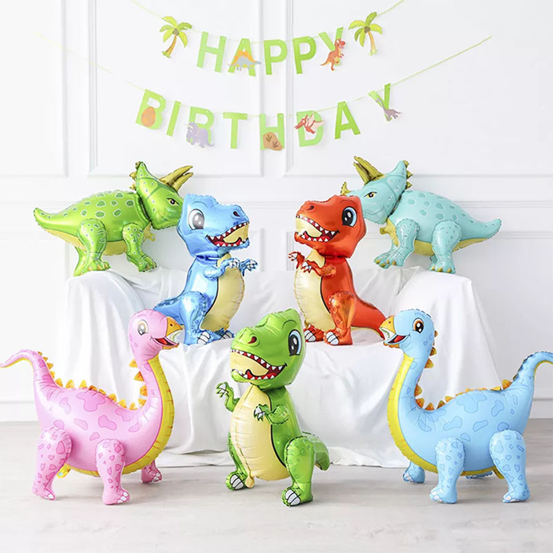 Nagy 4D sétáló dinoszaurusz fólia lufi dzsungel állat fiúknak 1. születésnapi parti dekoráció léggömbök Jurassic World gyerekeknek játék ajándék