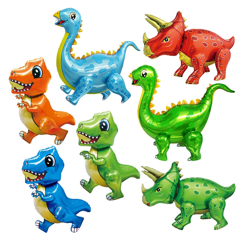 Nagy 4D sétáló dinoszaurusz fólia lufi dzsungel állat fiúknak 1. születésnapi parti dekoráció léggömbök Jurassic World gyerekeknek játék ajándék