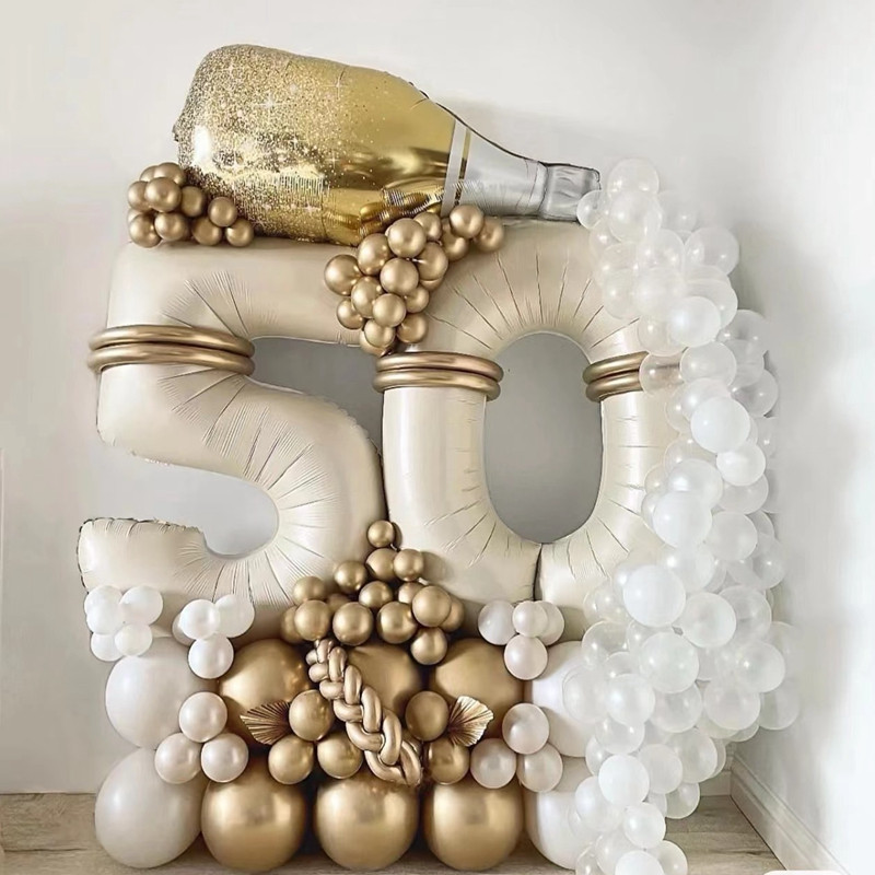 Baloane cu numere crem de 32/40 inch 1-9 Balon din folie digitală pentru prima fată Copii Adulti 18 30 Decor pentru petrecerea de aniversare Bilă cu aer cu heliu