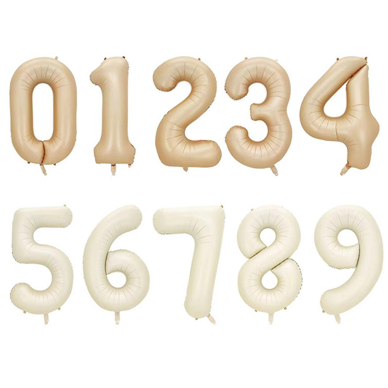 Baloane cu numere crem de 32/40 inch 1-9 Balon din folie digitală pentru prima fată Copii Adulti 18 30 Decor pentru petrecerea de aniversare Bilă cu aer cu heliu