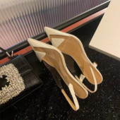 Primăvara 2023, papuci noi de damă, la modă, cu nituri mari, sandale elegante de damă, subțiri, cu toc înalt, pantofi cu mule ascuțite