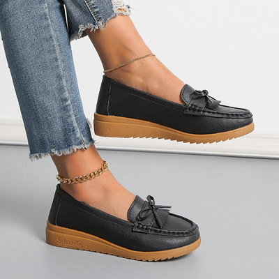 2023. gada jauni ādas zirņu apavi Sieviešu mātīšu apavi sieviešu mokasīni ar slīpu papēžu ikdienas neslīdoši balti medmāsu apavi