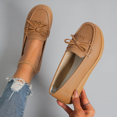 2023. gada jauni ādas zirņu apavi Sieviešu mātīšu apavi sieviešu mokasīni ar slīpu papēžu ikdienas neslīdoši balti medmāsu apavi