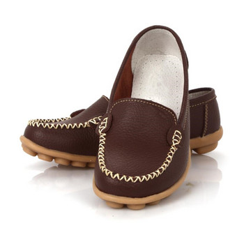 Koovan Дамски равни обувки 2022 Нови кожени майчински бели обувки за медицинска сестра Грах Работни равни обувки Удобни дамски обувки Мокасини Slip Home