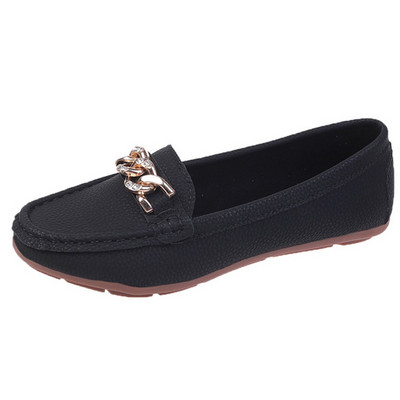 Modes Ķēdes Dizains Plakani Loafers Atpūta Sieviešu apavi Nolietojas PU ādas apavi Klasiski sekla mutes apavi 2023 Jaunums