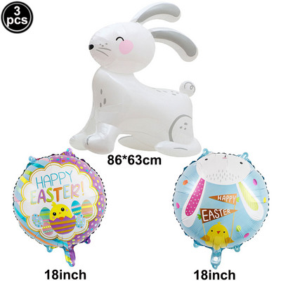 3 buc. Baloane de Paște cu iepure drăguț Baloane în formă de iepuraș alb
