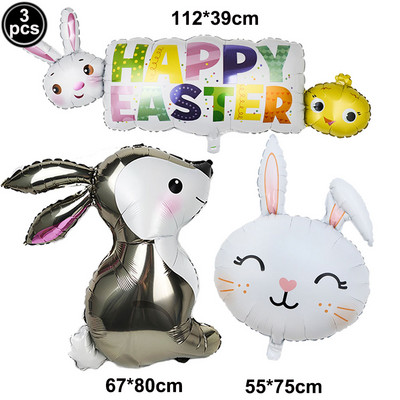3 buc. Baloane de Paște cu iepure drăguț Baloane în formă de iepuraș alb