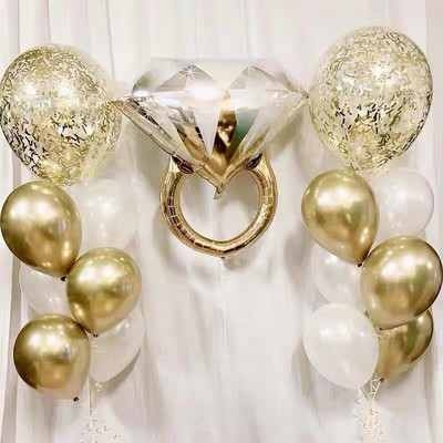 Mr&Mrs LOVE Balon Rose Gold Dijamantni prsten Baloni od folije Komplet ukrasa za zabavu Vjenčanje Valentinovo Igračke za mladence Globos