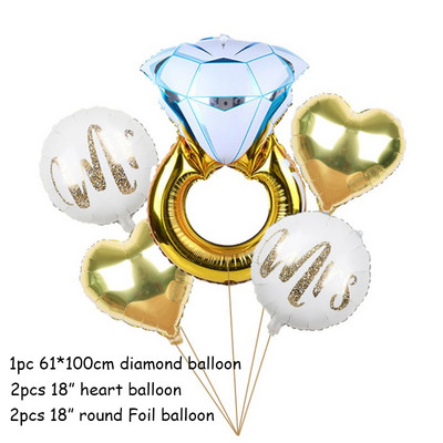 Mr&Mrs LOVE Balons Rose Gold Dimanta Gredzens Folija Baloni Ballīšu Dekorācijas Komplekts Kāzu Valentīna diena Kāzu duša Rotaļlietas Globos