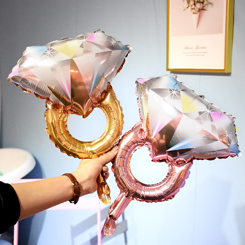 Mr&Mrs LOVE Balons Rose Gold Dimanta Gredzens Folija Baloni Ballīšu Dekorācijas Komplekts Kāzu Valentīna diena Kāzu duša Rotaļlietas Globos