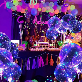 LED Light Up Bobo Balloons with Stick Colorful Luminous Clear Inflatable Balloons Kit για Χριστουγεννιάτικη διακόσμηση πάρτι γενεθλίων γάμου