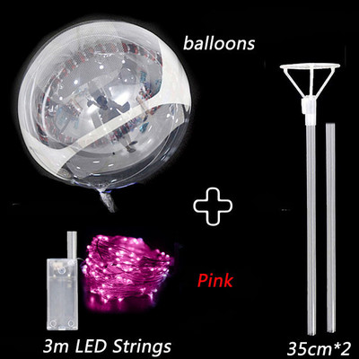 LED-es világító Bobo léggömbök bottal Színes világító átlátszó felfújható léggömbkészlet karácsonyi esküvői születésnapi parti dekorációhoz