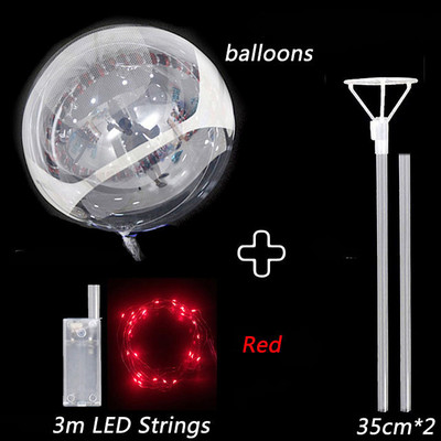 LED-es világító Bobo léggömbök bottal Színes világító átlátszó felfújható léggömbkészlet karácsonyi esküvői születésnapi parti dekorációhoz