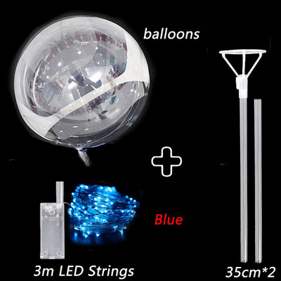 LED-es világító Bobo léggömbök bottal Színes világító átlátszó felfújható léggömbkészlet karácsonyi esküvői születésnapi parti dekorációhoz