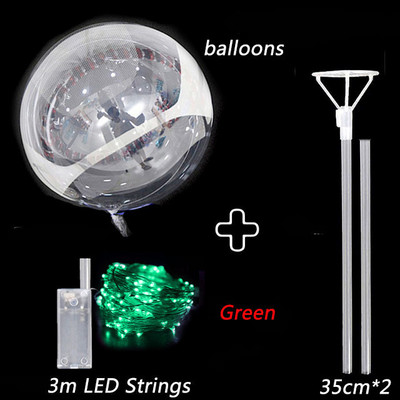 LED-es világító Bobo léggömbök bottal Színes világító átlátszó felfújható léggömbkészlet karácsonyi esküvői születésnapi parti dekorációhoz