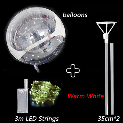 LED-es világító Bobo léggömbök bottal Színes világító átlátszó felfújható léggömbkészlet karácsonyi esküvői születésnapi parti dekorációhoz