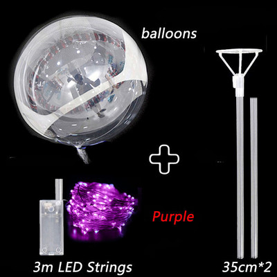 LED-es világító Bobo léggömbök bottal Színes világító átlátszó felfújható léggömbkészlet karácsonyi esküvői születésnapi parti dekorációhoz