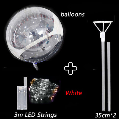 LED-es világító Bobo léggömbök bottal Színes világító átlátszó felfújható léggömbkészlet karácsonyi esküvői születésnapi parti dekorációhoz