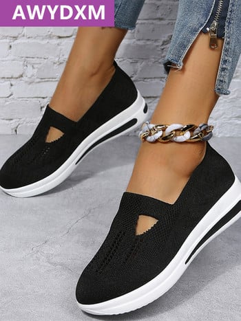 Мрежести плоски обувки на платформа Дамски спортни обувки Маратонки за бягане 2022 Лято Нови дишащи сандали за ходене Плюс размер 35-43 Дамски обувки