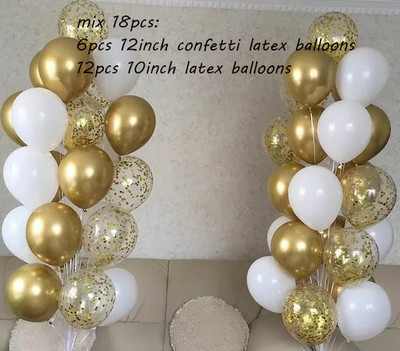 18db/szett metál arany ezüst fehér ballon születésnapi konfetti golyók léghélium ballon ramadán otthoni ünnepi parti kellékek