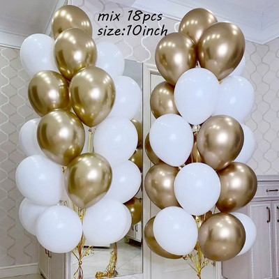 18db/szett metál arany ezüst fehér ballon születésnapi konfetti golyók léghélium ballon ramadán otthoni ünnepi parti kellékek