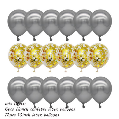 18db/szett metál arany ezüst fehér ballon születésnapi konfetti golyók léghélium ballon ramadán otthoni ünnepi parti kellékek