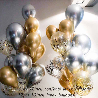 18db/szett metál arany ezüst fehér ballon születésnapi konfetti golyók léghélium ballon ramadán otthoni ünnepi parti kellékek
