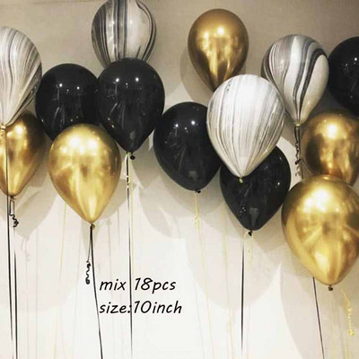 18db/szett metál arany ezüst fehér ballon születésnapi konfetti golyók léghélium ballon ramadán otthoni ünnepi parti kellékek