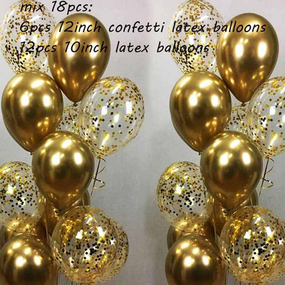 18db/szett metál arany ezüst fehér ballon születésnapi konfetti golyók léghélium ballon ramadán otthoni ünnepi parti kellékek