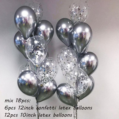 18db/szett metál arany ezüst fehér ballon születésnapi konfetti golyók léghélium ballon ramadán otthoni ünnepi parti kellékek