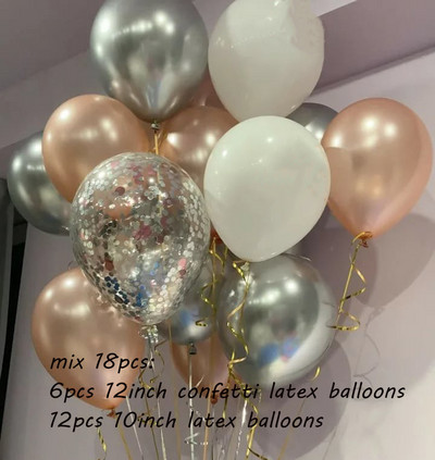 18db/szett metál arany ezüst fehér ballon születésnapi konfetti golyók léghélium ballon ramadán otthoni ünnepi parti kellékek