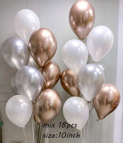 18db/szett metál arany ezüst fehér ballon születésnapi konfetti golyók léghélium ballon ramadán otthoni ünnepi parti kellékek