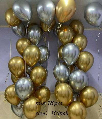 18db/szett metál arany ezüst fehér ballon születésnapi konfetti golyók léghélium ballon ramadán otthoni ünnepi parti kellékek