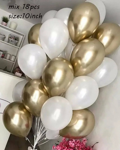 18db/szett metál arany ezüst fehér ballon születésnapi konfetti golyók léghélium ballon ramadán otthoni ünnepi parti kellékek