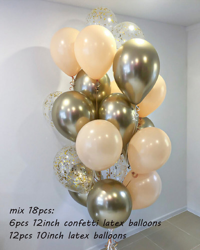 18db/szett metál arany ezüst fehér ballon születésnapi konfetti golyók léghélium ballon ramadán otthoni ünnepi parti kellékek