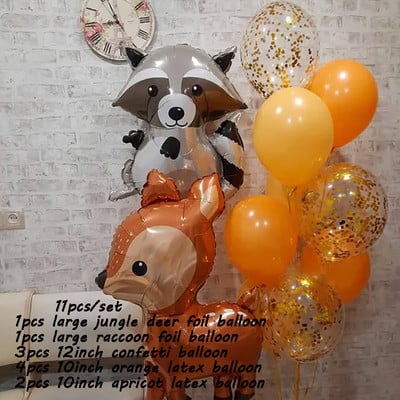 1σετ Μεγάλο μπαλόνι από ελάφι ζούγκλας για ενήλικες Παιδιά Διακόσμηση γενεθλίων Μπαλόνι με ζώα Baby Shower Safari Decor Supplies Globos