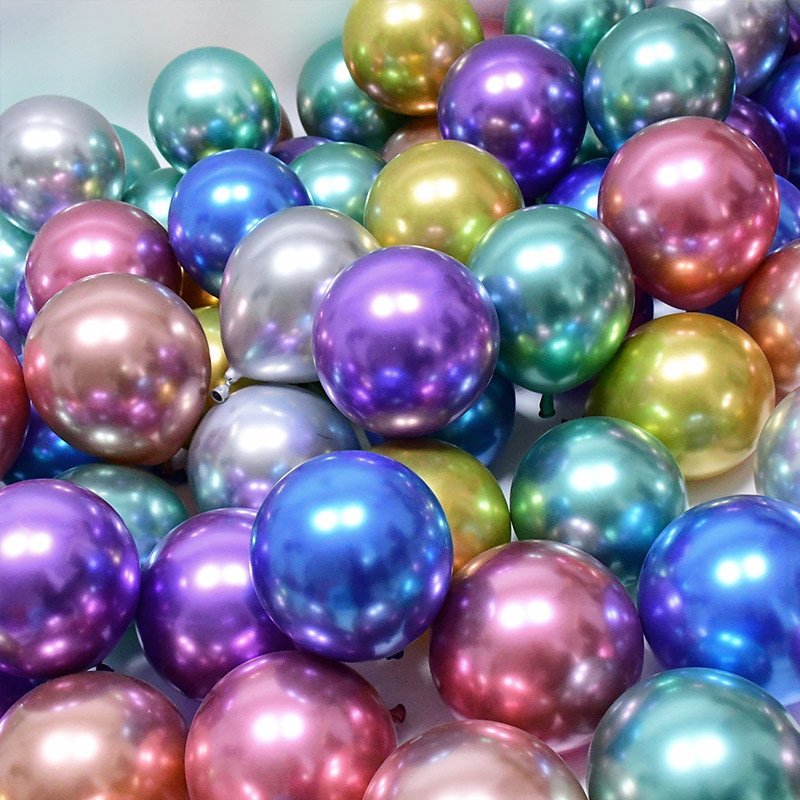 50 gab 5 collu zelta hroma metālisks lateksa balons Daudz laimes dzimšanas dienā kāzu ballītes balonu dekorēšanai bērnu dušas dekorēšanas piederumi