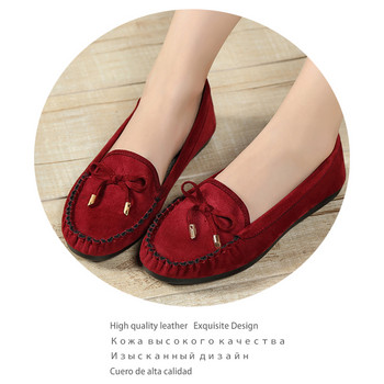 Ngouxm Дамски мокасини Обувки Butterfly Knot Suede Ballerina Flats Leather Spring Autumn Sweet Casual lady Slip On Moccasins