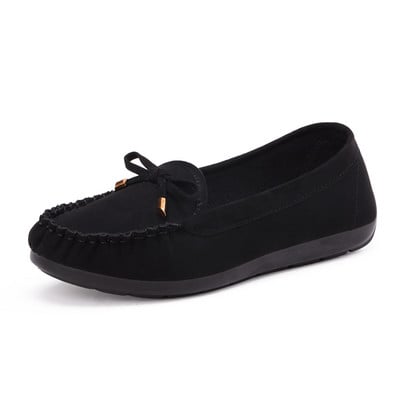 Ngouxm Mocasini pentru femei Pantofi cu nod fluture Pantofi balerini din piele intoarsa Mocasini din piele primavara toamna dulce casual dama